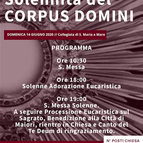 A Maiori Corpus Domini senza processione, Don Vincenzo: "Occasione per riscoprire il mistero"