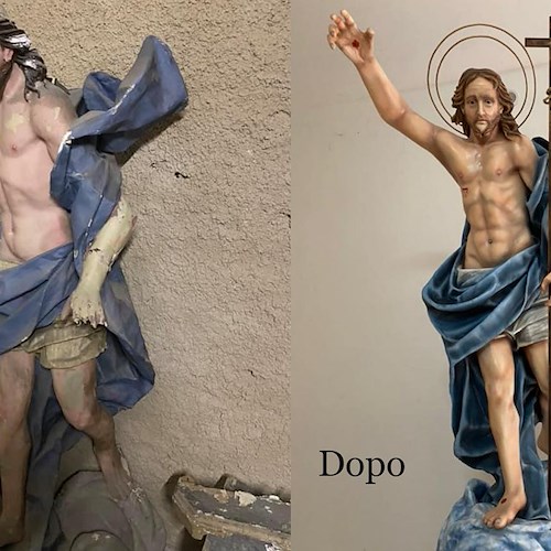 A Maiori torna all'antico splendore la statua del Cristo Risorto, Salvatore Anastasio: «Dio ha guidato le mie mani»