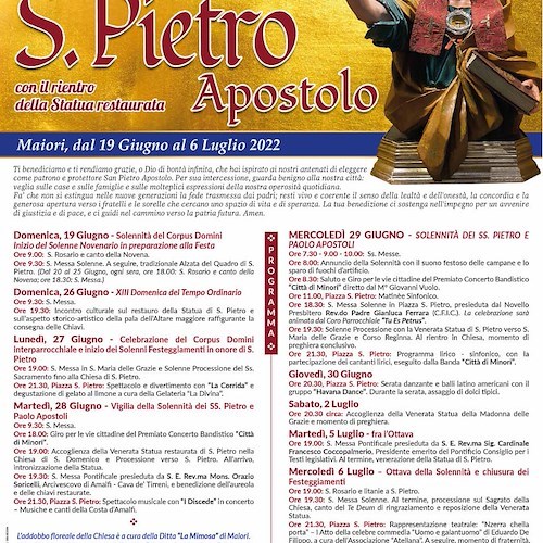 A Maiori tutto pronto per la festa di San Pietro Apostolo, torna la Statua restaurata / PROGRAMMA