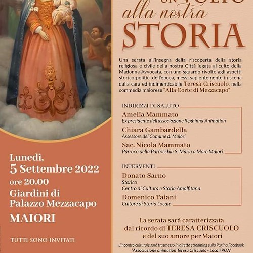 “Diamo un volto alla nostra storia”, 5 settembre a Maiori un incontro culturale dedicato a Teresa Criscuolo