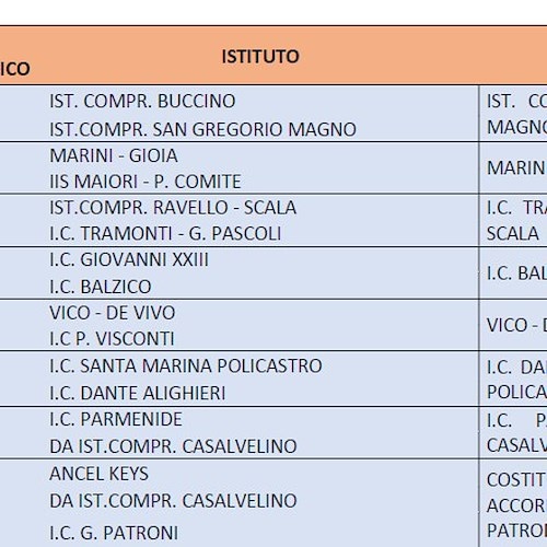 Dimensionamento scolastico: Regione approva accorpamento istituti di Scala, Ravello e Tramonti e del “Comite” con il “Marini Gioia”