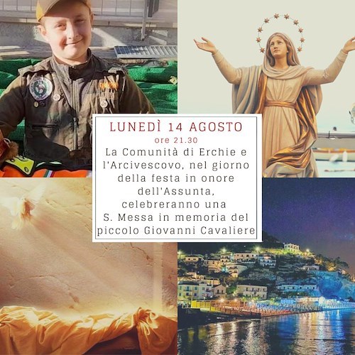 Erchie ricorda il piccolo Giovanni Cavaliere durante la festa in onore dell'Assunta