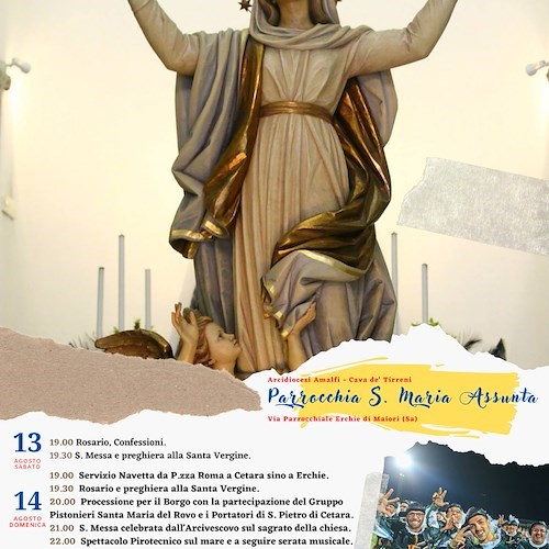 Erchie si prepara a onorare la Beata Vergine Maria Assunta: la processione con i "portatori" di Cetara /PROGRAMMA