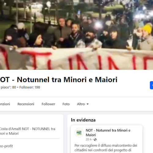Galleria Minori-Maiori, Comitato "No Tunnel" apre pagina Facebook su cui comunicare le iniziative di dissenso