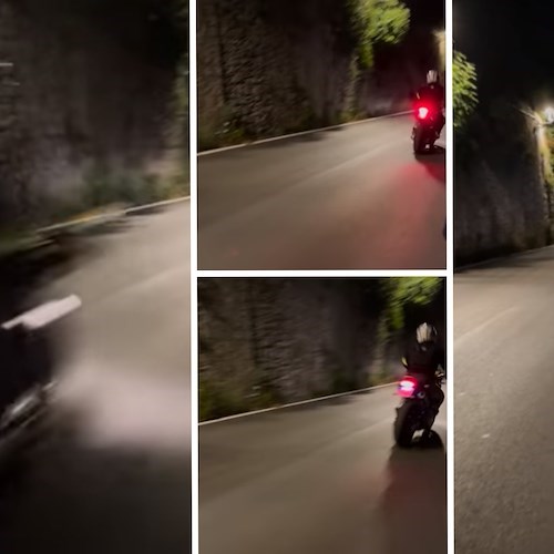 La SS 163 come pista da corsa: moto sfreccia sulla "Torricella" spaventando i pedoni /VIDEO