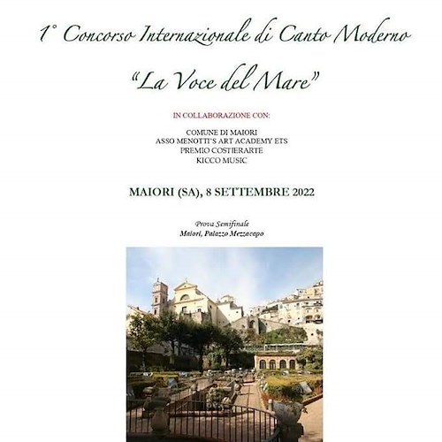 "La Voce del Mare", 8 settembre il primo concorso internazionale di canto moderno a Maiori