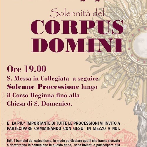 Maiori, 11 giugno il Corpus Domini: Don Nicola invita a partecipare e ornare i balconi per accogliere Gesù