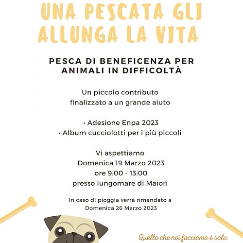 Maiori, 19 marzo ENPA Costa d’Amalfi organizza pesca di beneficenza per gli animali in difficoltà