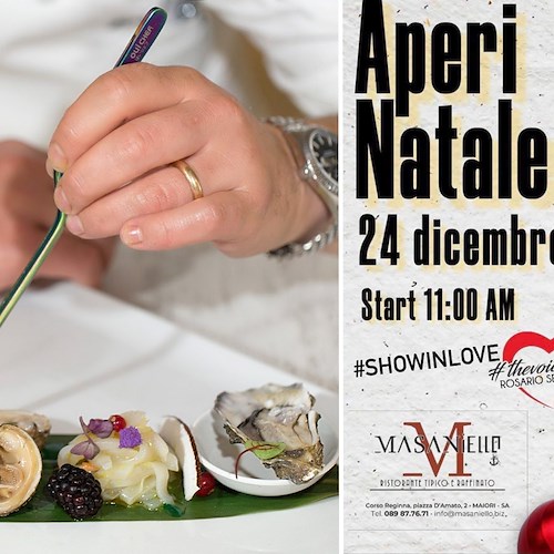 Maiori: 24 dicembre al Ristorante Masaniello un esclusivo “AperiNatale” con finger food, drink e musica live
