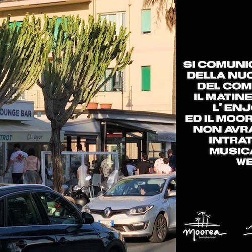 Maiori, dopo l'ordinanza anti-schiamazzi notturni tre locali annullano intrattenimento musicale per il weekend