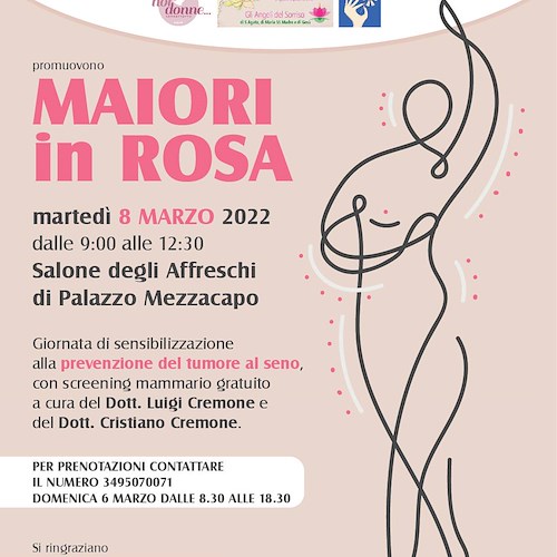 Maiori in rosa, 8 marzo screening mammario gratuito a Palazzo Mezzacapo