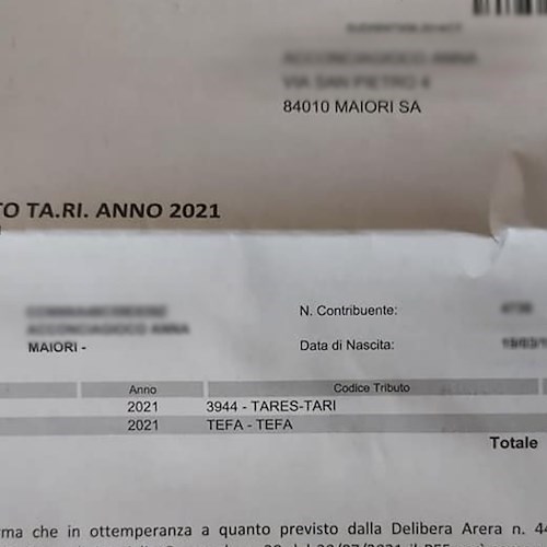 Maiori, malcontento tra i residenti per aumento fatture TARI: 10 cent in più al giorno "causa lockdown"