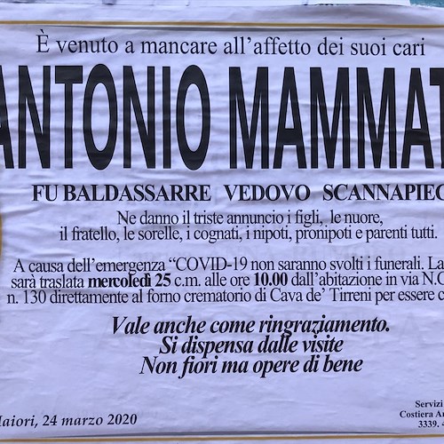 Maiori piange Antonio Mammato, scomparso tragicamente