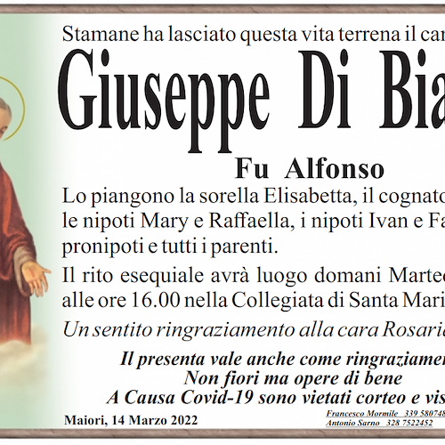 Maiori piange la scomparsa del signor Giuseppe Di Bianco, storico dipendente comunale