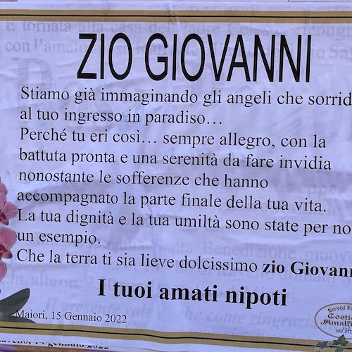Maiori piange la scomparsa di Giannino il Tassista