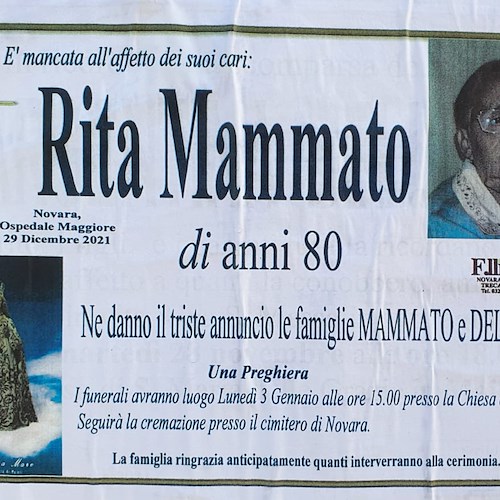 Maiori piange la signora Rita Mammato, scomparsa a Novara