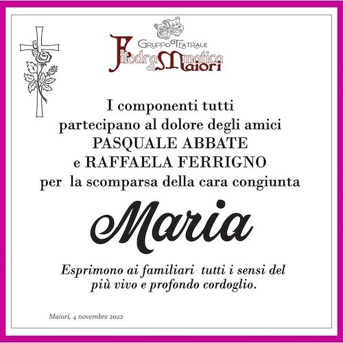 Maiori: si è spenta la signora Maria Scoles, vedova Abbate 