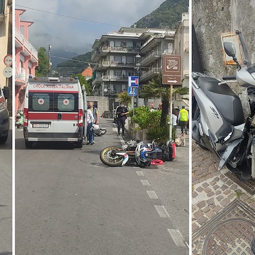 Minori, Costiera Amalfitana. Scontro tra moto e scooter, due feriti al pronto soccorso di Castiglione [FOTO]