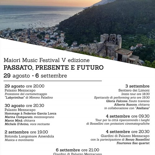 “Passato, presente e futuro”: dal 29 agosto al 6 settembre torna il Maiori Music Festival 