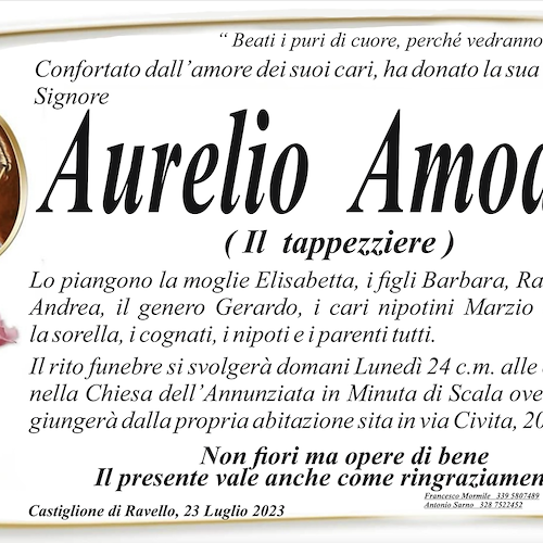 Ravello e la Costa d'Amalfi piangono la scomparsa di Aurelio Amodio, "il tappezziere"
