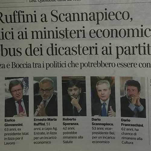 Toto ministri. Dario Scannapieco potrebbe essere nella squadra dei "Tecnici" di Mario Draghi