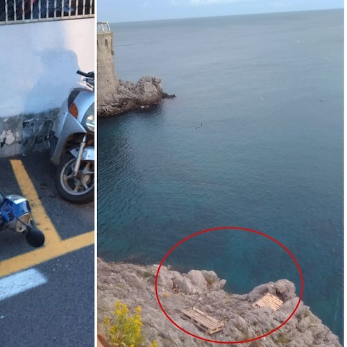 Vento forte fa danni in Costa d'Amalfi: motorini a terra, ormeggi rotti e pedane "volanti" /FOTO